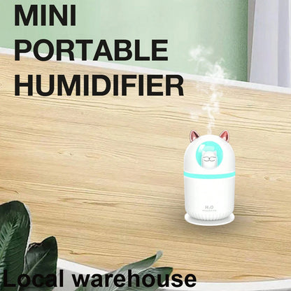 Cat-Shaped Mini Portable Cool Mist Humidifier – 28dB Low Noise Air Hydration For Car, Bedroom & Plants| Easy Refill & Clean| Local Warehouse