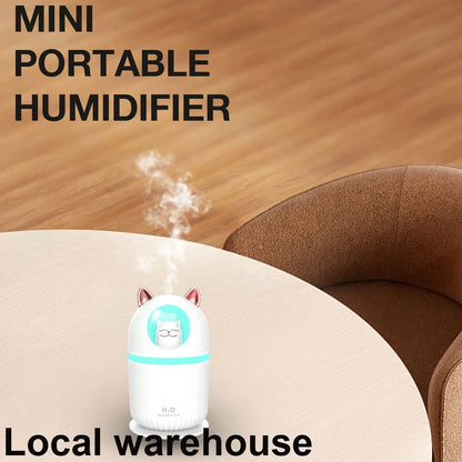 Cat-Shaped Mini Portable Cool Mist Humidifier – 28dB Low Noise Air Hydration For Car, Bedroom & Plants| Easy Refill & Clean| Local Warehouse