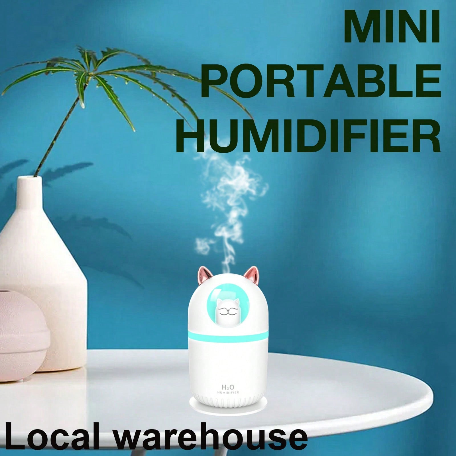 Cat-Shaped Mini Portable Cool Mist Humidifier – 28dB Low Noise Air Hydration For Car, Bedroom & Plants| Easy Refill & Clean| Local Warehouse