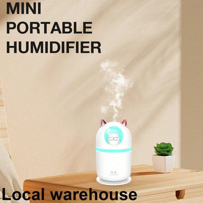 Cat-Shaped Mini Portable Cool Mist Humidifier: 28dB Low Noise, Easy Refill & Clean – Suitable For Car, Bedroom & Plants| Local Warehouse