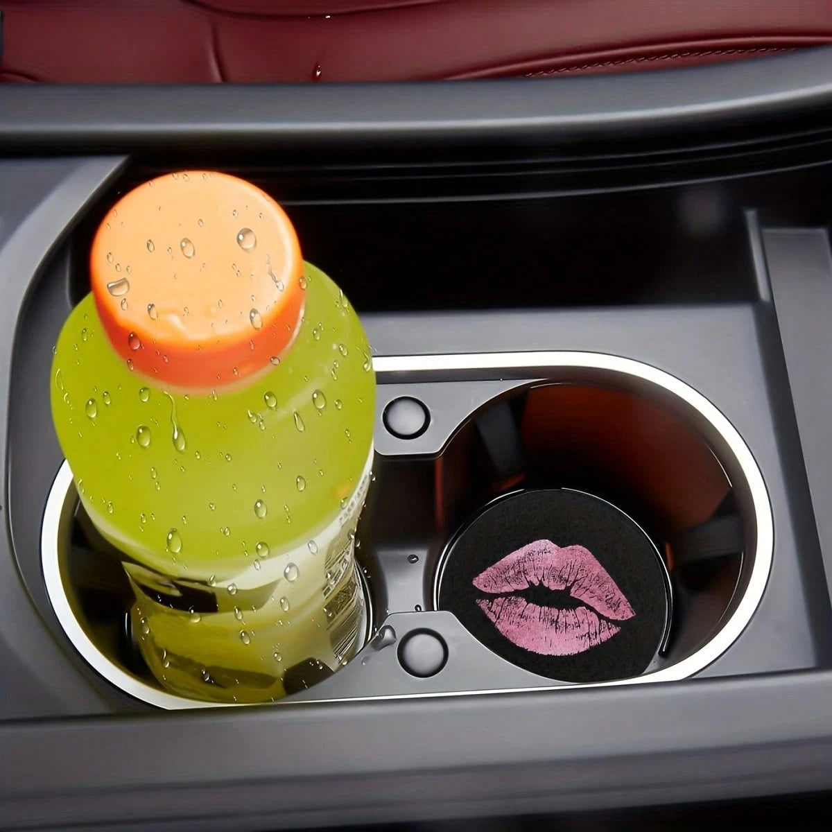 Cat Style 2 Pieces Car Cup Holder Coaster- Anti Slip, 2.8-Inch Made Of Natural Rubber, Washable, Weighing 8 Grams Per Piece, Perfect For Car Interior Accessories- Suitable For Car Owners- Suitable