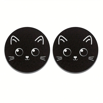 Cat Style 2 Pieces Car Cup Holder Coaster- Anti Slip, 2.8-Inch Made Of Natural Rubber, Washable, Weighing 8 Grams Per Piece, Perfect For Car Interior Accessories- Suitable For Car Owners- Suitable