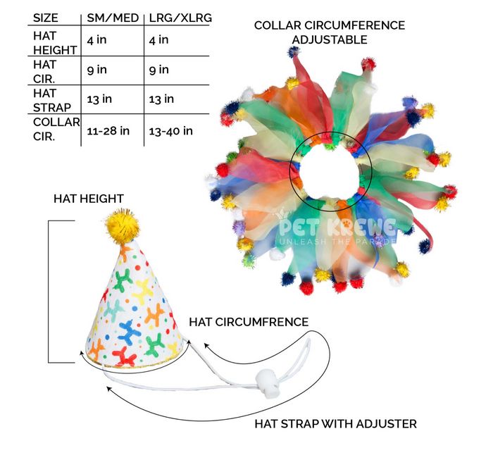 Celebration/Birthday Hat & Collar Set for  Large Dogs