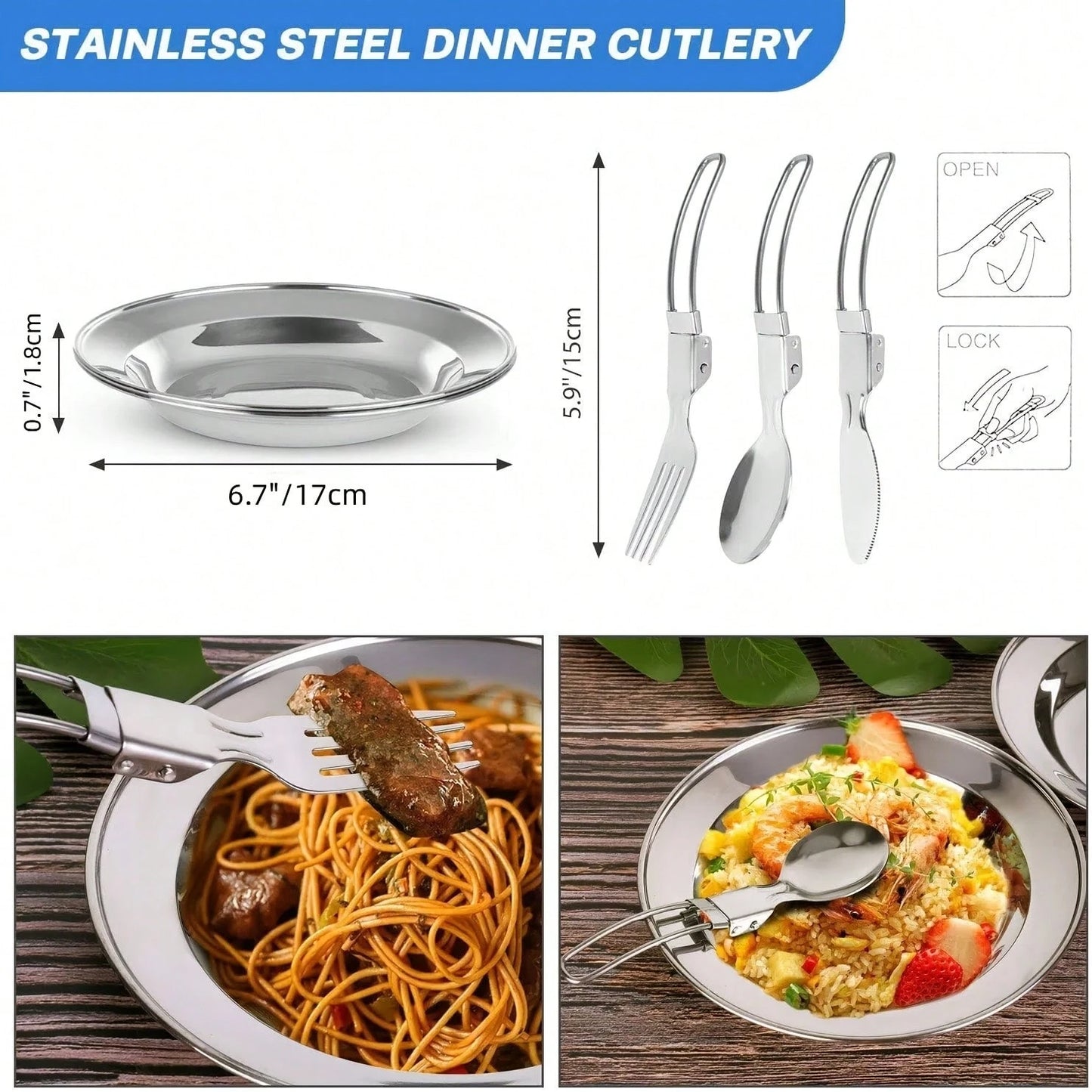Cepasei 8/14Pcs Camping Cookware Mess Kit, Portable Non-Stick Aluminum Alloy Cookware, Kettle Pot Frying Pan Plates Forks Knives Spoons For Camping, Backpacking, Outdoor Cooking