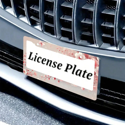 Cherry Blossom License Plate Frames,2PC Floral Flowers Car Plate Holder Universal Accessories Decor 2 Holes Screws Fits Standard US Vehicles Size