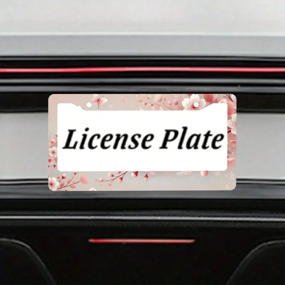 Cherry Blossom License Plate Frames,2PC Floral Flowers Car Plate Holder Universal Accessories Decor 2 Holes Screws Fits Standard US Vehicles Size