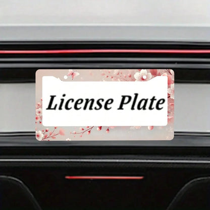 Cherry Blossom License Plate Frames,2PC Floral Flowers Car Plate Holder Universal Accessories Decor 2 Holes Screws Fits Standard US Vehicles Size