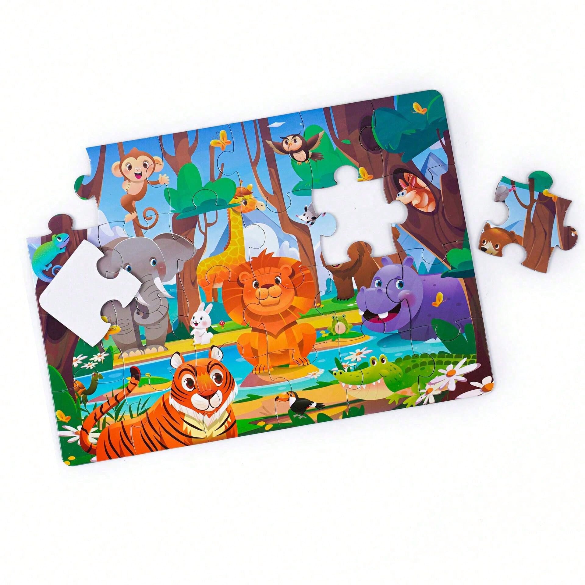 Children's Educational Puzzle- 4 Themes: Animals, Ocean, Space, Insects, 3-6 Years Old Early Learning Puzzle, Set Includes 1 Puzzle (24pcs) + 1 Instruction Manual, Simple Scene Puzzles, Birthday/Holi
