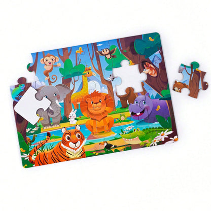 Children's Educational Puzzle- 4 Themes: Animals, Ocean, Space, Insects, 3-6 Years Old Early Learning Puzzle, Set Includes 1 Puzzle (24pcs) + 1 Instruction Manual, Simple Scene Puzzles, Birthday/Holi