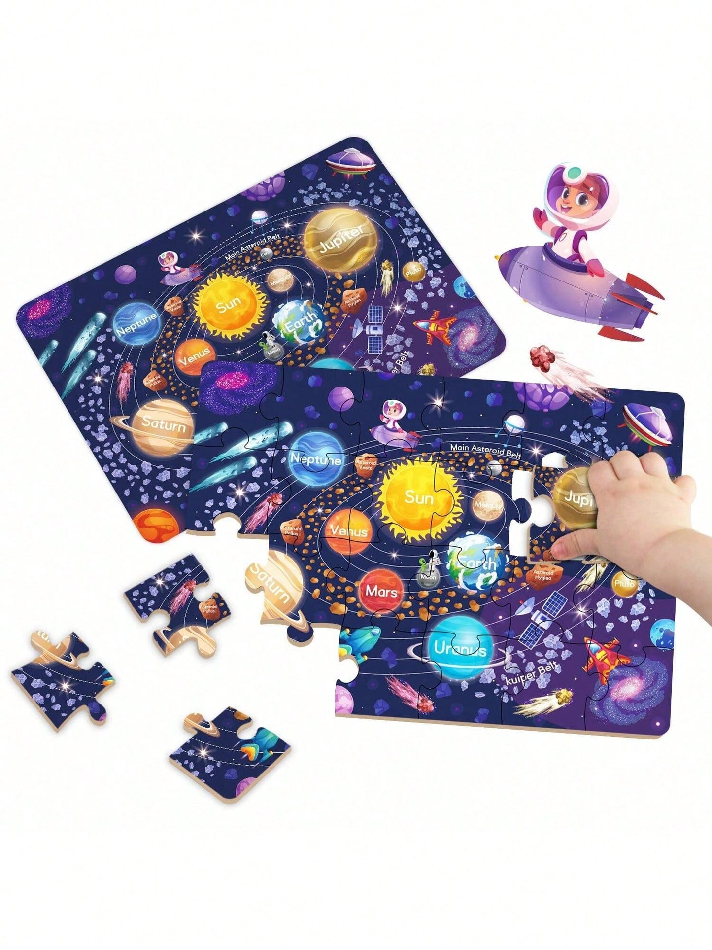 Children's Educational Puzzle- 4 Themes: Animals, Ocean, Space, Insects, 3-6 Years Old Early Learning Puzzle, Set Includes 1 Puzzle (24pcs) + 1 Instruction Manual, Simple Scene Puzzles, Birthday/Holi