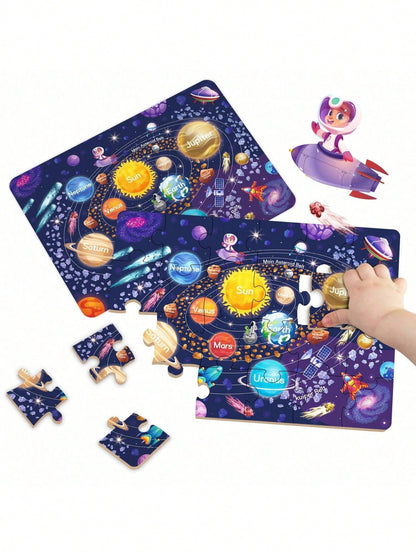 Children's Educational Puzzle- 4 Themes: Animals, Ocean, Space, Insects, 3-6 Years Old Early Learning Puzzle, Set Includes 1 Puzzle (24pcs) + 1 Instruction Manual, Simple Scene Puzzles, Birthday/Holi