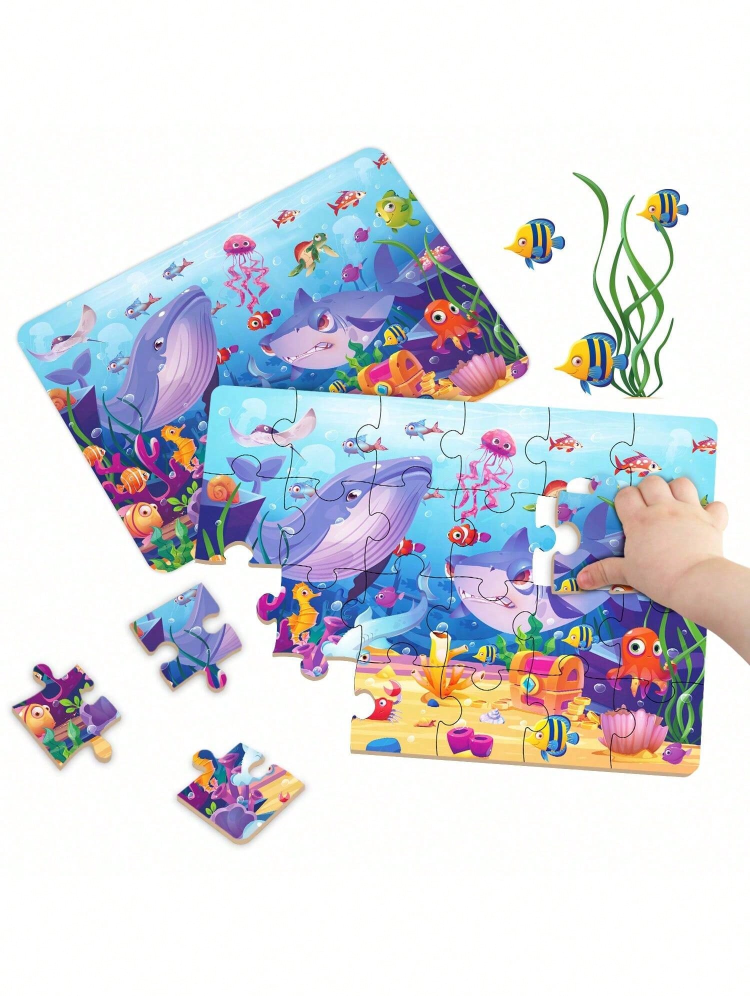 Children's Educational Puzzle- 4 Themes: Animals, Ocean, Space, Insects, 3-6 Years Old Early Learning Puzzle, Set Includes 1 Puzzle (24pcs) + 1 Instruction Manual, Simple Scene Puzzles, Birthday/Holi