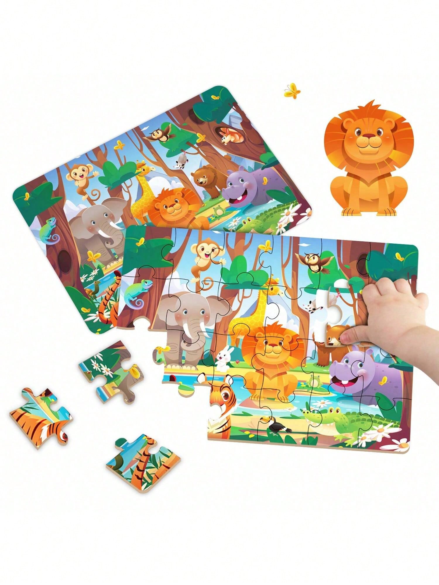 Children's Educational Puzzle- 4 Themes: Animals, Ocean, Space, Insects, 3-6 Years Old Early Learning Puzzle, Set Includes 1 Puzzle (24pcs) + 1 Instruction Manual, Simple Scene Puzzles, Birthday/Holi