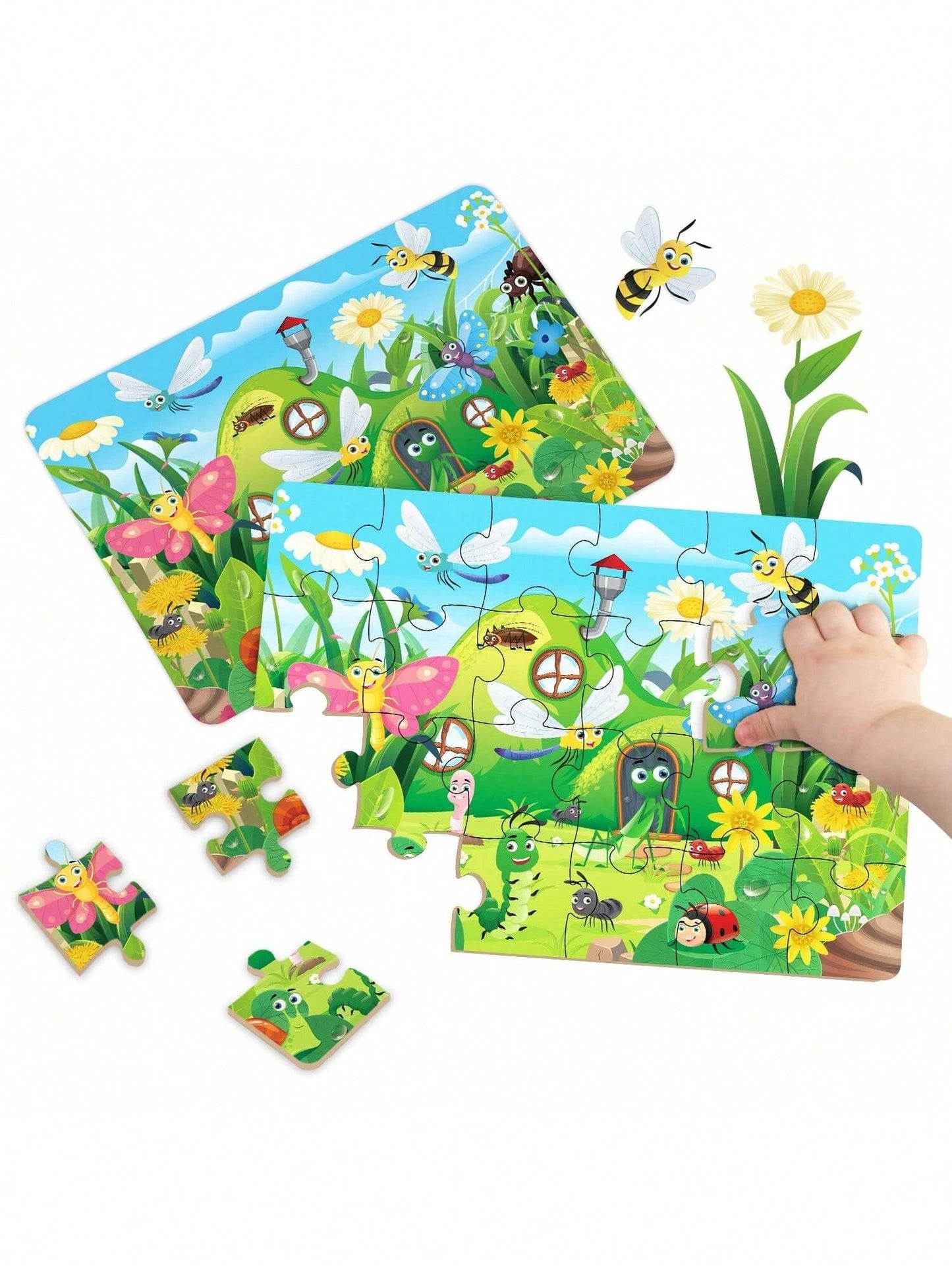 Children's Educational Puzzle- 4 Themes: Animals, Ocean, Space, Insects, 3-6 Years Old Early Learning Puzzle, Set Includes 1 Puzzle (24pcs) + 1 Instruction Manual, Simple Scene Puzzles, Birthday/Holi
