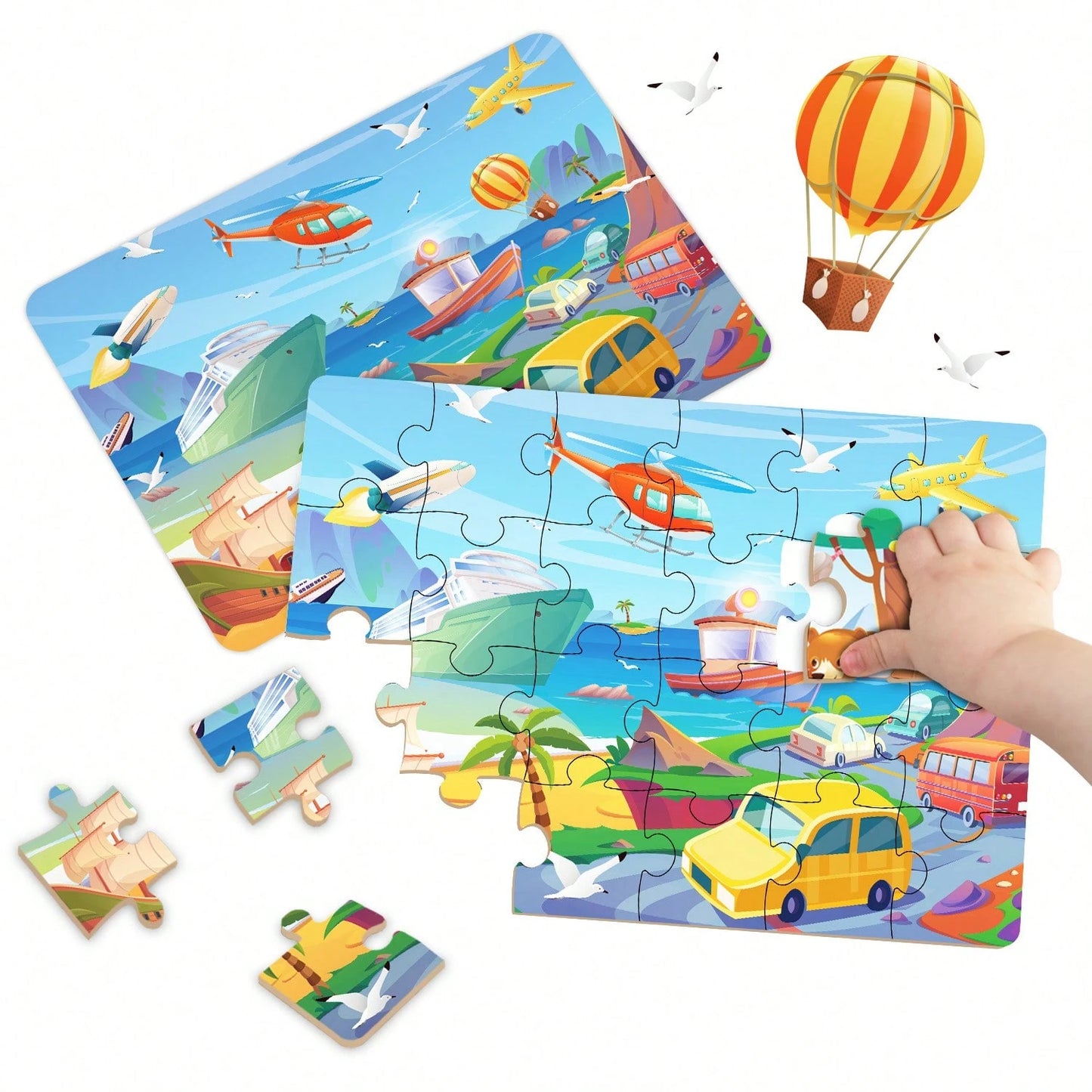 Children's Educational Puzzles- 4 Themes: Dinosaurs, Farm, Princess, And Vehicles- Paper Puzzles Designed For 3-6 Year Olds, With Simple Scene Illustrations To Stimulate Curiosity And Focus. Each Se