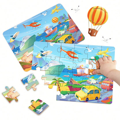 Children's Educational Puzzles- 4 Themes: Dinosaurs, Farm, Princess, And Vehicles- Paper Puzzles Designed For 3-6 Year Olds, With Simple Scene Illustrations To Stimulate Curiosity And Focus. Each Se