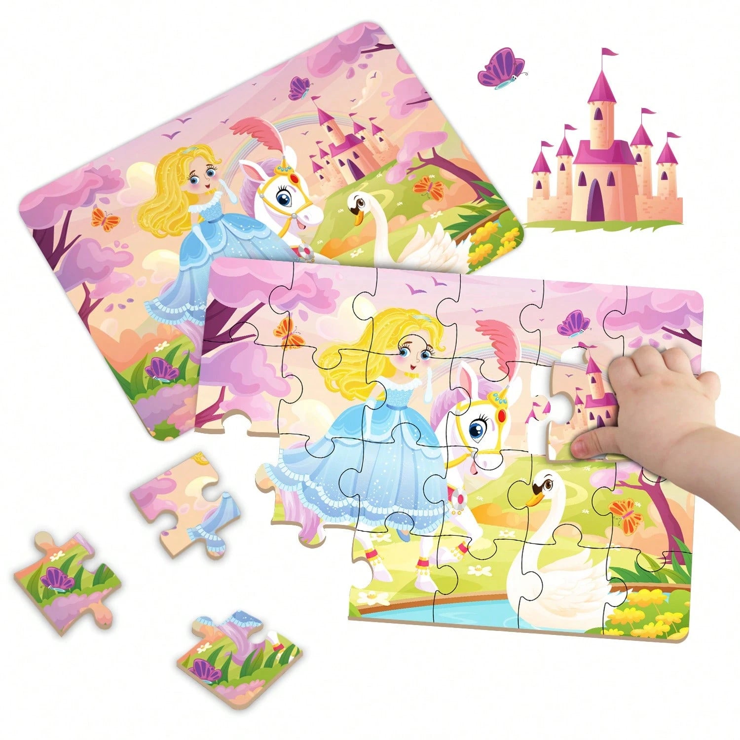 Children's Educational Puzzles- 4 Themes: Dinosaurs, Farm, Princess, And Vehicles- Paper Puzzles Designed For 3-6 Year Olds, With Simple Scene Illustrations To Stimulate Curiosity And Focus. Each Se