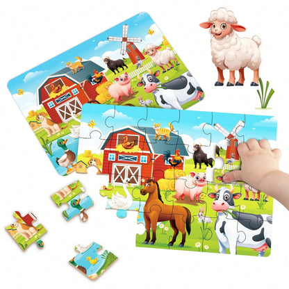 Children's Educational Puzzles- 4 Themes: Dinosaurs, Farm, Princess, And Vehicles- Paper Puzzles Designed For 3-6 Year Olds, With Simple Scene Illustrations To Stimulate Curiosity And Focus. Each Se