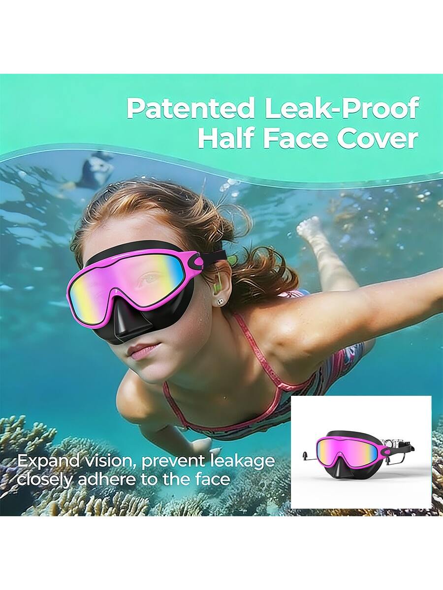 Children's Swimming Goggles With Nose Clip, Anti-Fog Anti-Leak Swimming Goggles, Suitable For Children Aged 4-15, Back To School