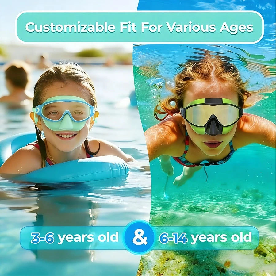 Children's Swimming Goggles With Nose Clip, Anti-Fog Anti-Leak Swimming Goggles, Suitable For Children Aged 4-15, Back To School