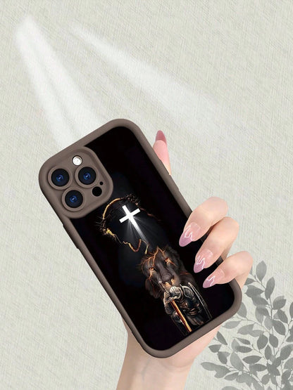 Christian Faith Phone Case With Cross Crown Of Thorns Lion Knight Design, Matte Finish Premium Feel, Thick TPU Material, Full Body Protective Cover, Stylish Personalized New Design For IPhone 17 1