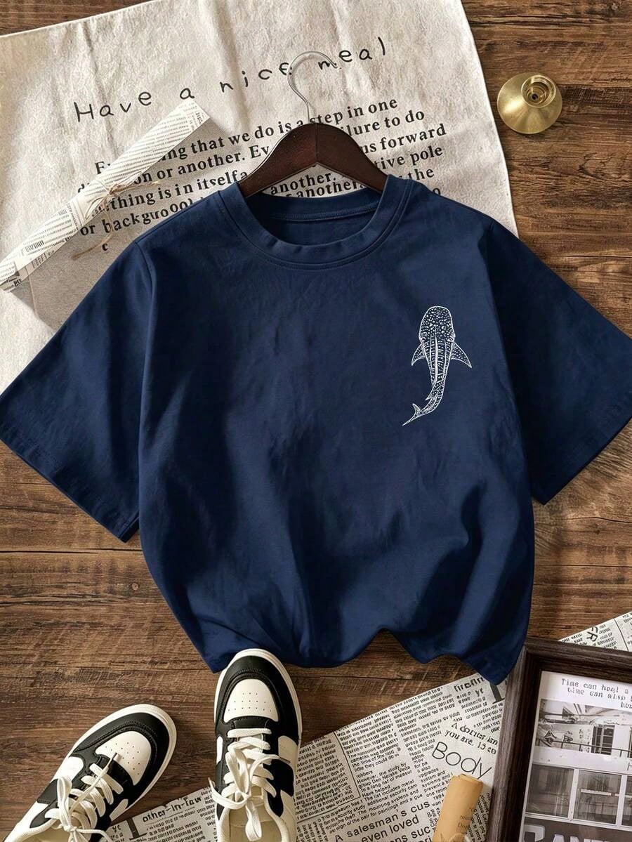 Christian Whale Shark Graphic T-Shirt, Bible Verse T-Shirt, Ocean Faith, Women's Casual Round Neck Short Sleeve T-Shirt, Summer Holiday Beach Outfit