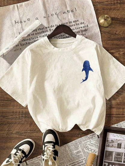 Christian Whale Shark Graphic T-Shirt, Bible Verse T-Shirt, Ocean Faith, Women's Casual Round Neck Short Sleeve T-Shirt, Summer Holiday Beach Outfit