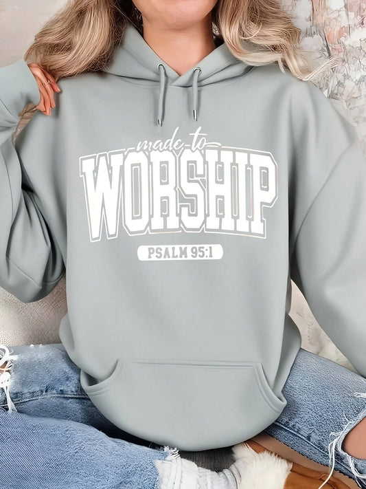 Christmas Sweatshirts For Women Plus Size Women Hoodie Made To Worship Psalm 951 Religious Christian Faith Inspired Design With Comfortable Fit Soft Cotton Blend Fabric Fashionable Style Casual Daily