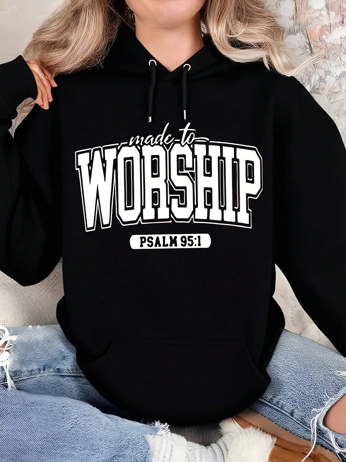 Christmas Sweatshirts For Women Plus Size Women Hoodie Made To Worship Psalm 951 Religious Christian Faith Inspired Design With Comfortable Fit Soft Cotton Blend Fabric Fashionable Style Casual Daily