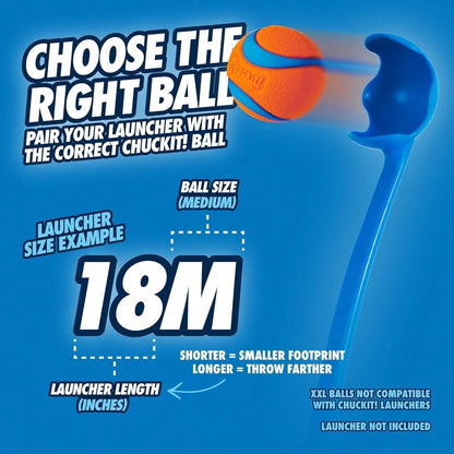 Chuckit! EcoFetch Dog Ball Launcher- 18" With Medium (2.5") Dog Fetch Ball Thrower, For Dogs 20-60 Pounds, Made In USA