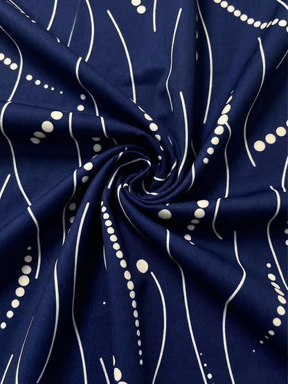 Clasi Women Hollow-Out Allover Print Casual Short Sleeve Top V Neck Blouses For Summer Navy Blue Blouse Tops