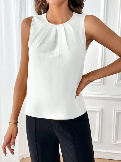 Clasi Women's Round Neck Sleeveless Blouse,Sleeveless Tops