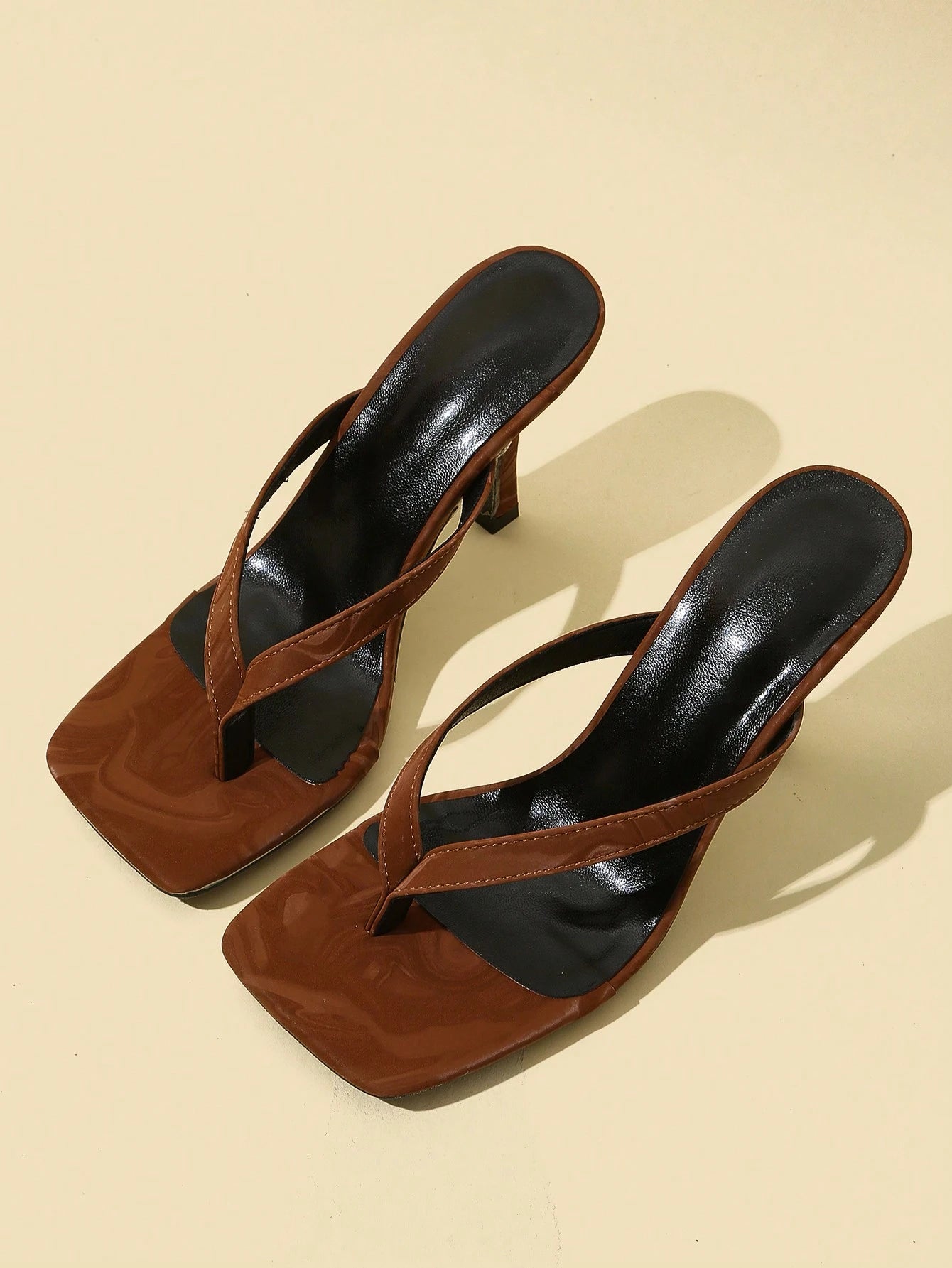 Classic Minimalist Stripe Thong High Heel Sandals For Women,Spring Summer Outfits,Flip Flops