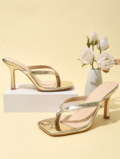 Classic Simple Strappy Open Toe Women's High Heeled Sandals,Spring Summer Outfits,Flip Flops