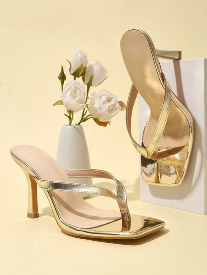 Classic Simple Strappy Open Toe Women's High Heeled Sandals,Spring Summer Outfits,Flip Flops