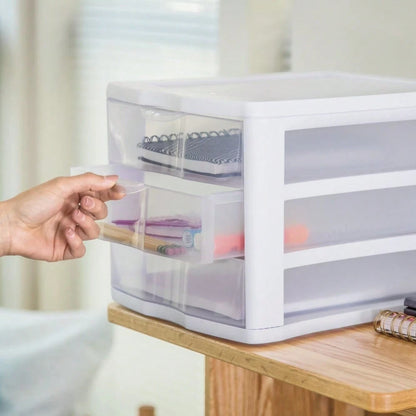 Clear Plastic 3-Drawer Storage Organizer For Desk Countertop Office