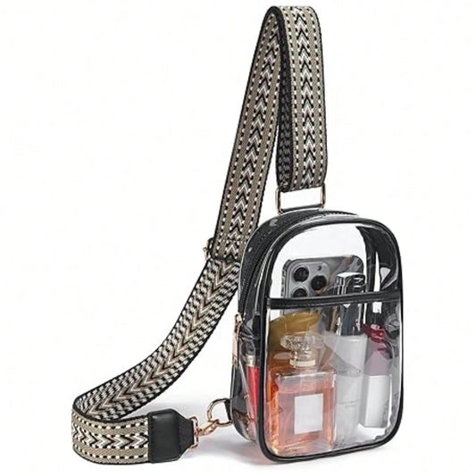 Clear Sling Bag, Clear Stadium Approved Crossbody Bag Purses For Women, Heavy Duty Transparent Chest Bag With Adjustable Strap