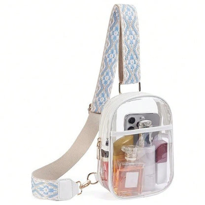 Clear Sling Bag, Clear Stadium Approved Crossbody Bag Purses For Women, Heavy Duty Transparent Chest Bag With Adjustable Strap