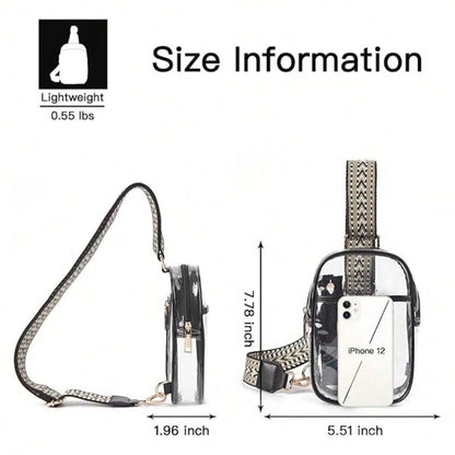 Clear Sling Bag, Clear Stadium Approved Crossbody Bag Purses For Women, Heavy Duty Transparent Chest Bag With Adjustable Strap