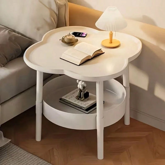 Clover Side Table With Storage, 2-Tier Nightstand For Bedroom & Living Room, Small End Table Beside Couch, Modern Accent Coffee Table, Easy Assembly