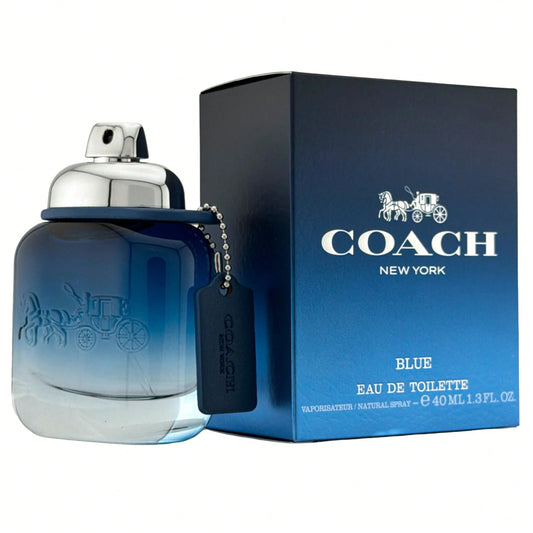 Coach New York Blue EDT Cologne For Men 1.3 Oz/ 40ml Fresh Woody Aromatic Designer Fragrance Spray