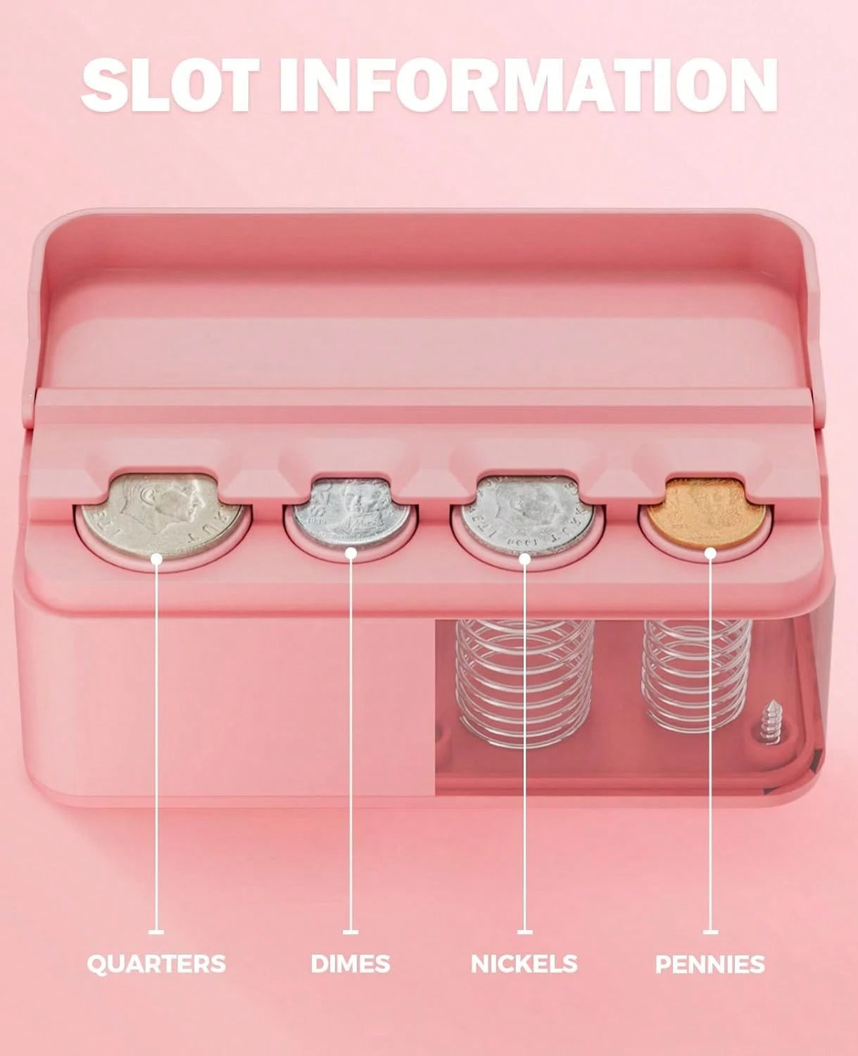 Coin Holder For Car Change Organizer Universal Storage Coin Money Dispenser Fit For Most Car Trucks Accessories(Pink, 1 Pack)
