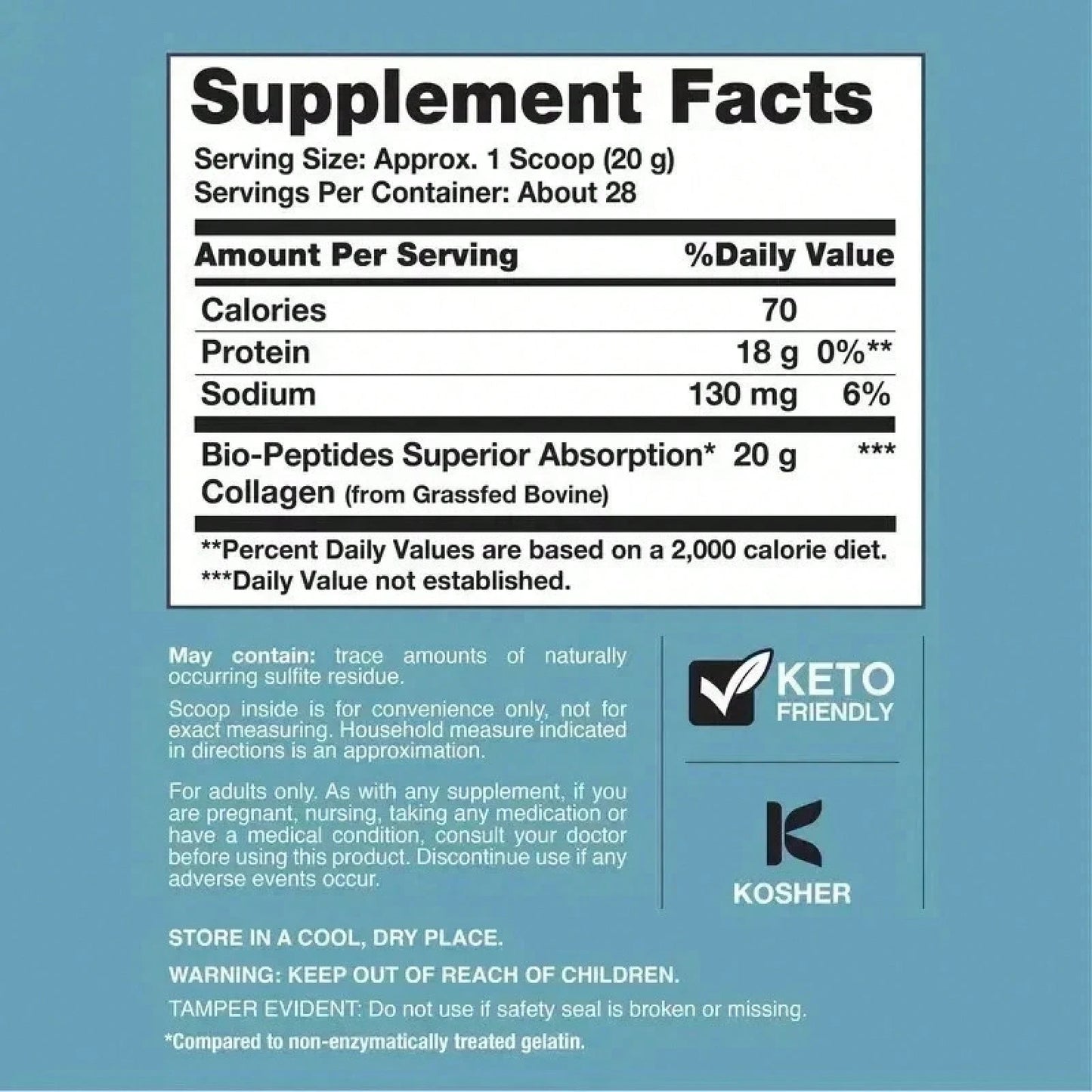 Collagen Bio-Peptides Protein| 20 Oz| Unflavored| Grassfed| By NeoCell