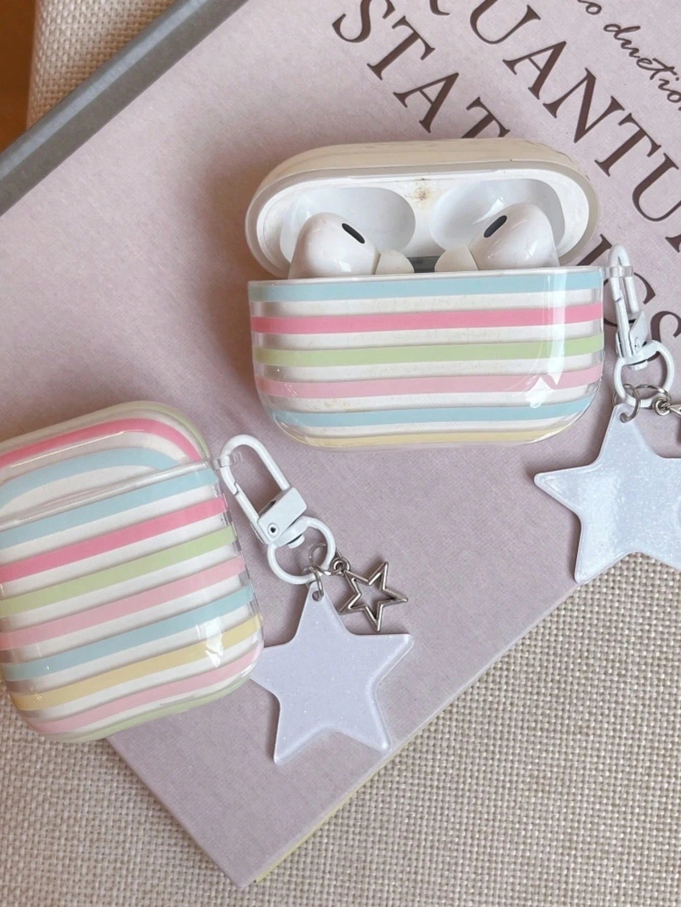 Colorful Striped Protective Case Compatible With Apple 4/Pro 3/Pro 2/3rd Gen/2nd/1st Gen Wireless Bluetooth Earbuds