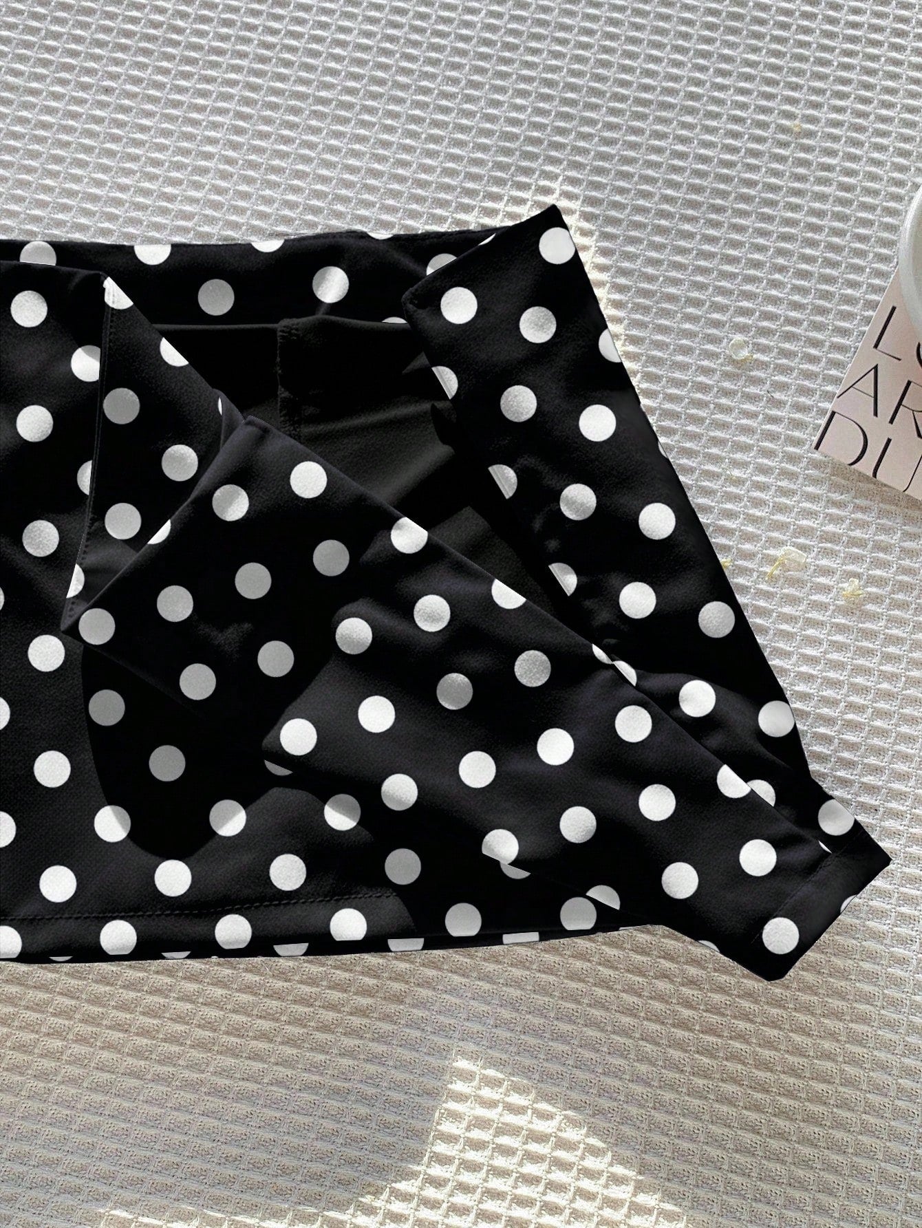 Comfortcana Casual Minimalist Versatile Black & White Polka Dot Print Skirt, Suitable For Spring/Summer Comfortable Wear For Daily, Party, Airport Carnival