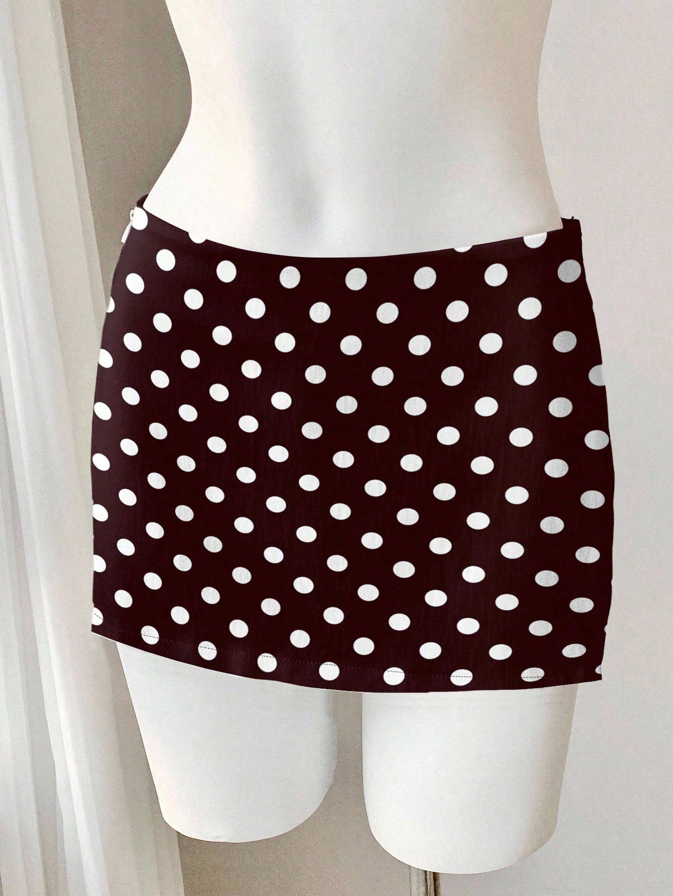 Comfortcana Casual Minimalist Versatile Black & White Polka Dot Print Skirt, Suitable For Spring/Summer Comfortable Wear For Daily, Party, Airport Carnival
