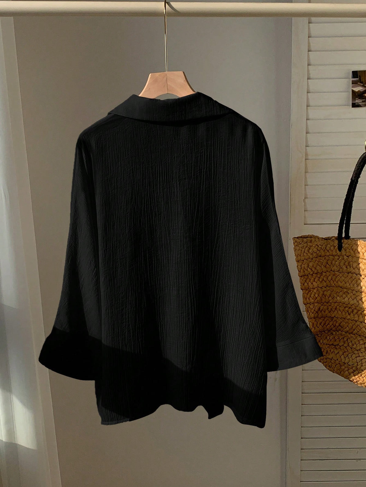 Comfortcana Spring White Solid Batwing Sleeve Shirt