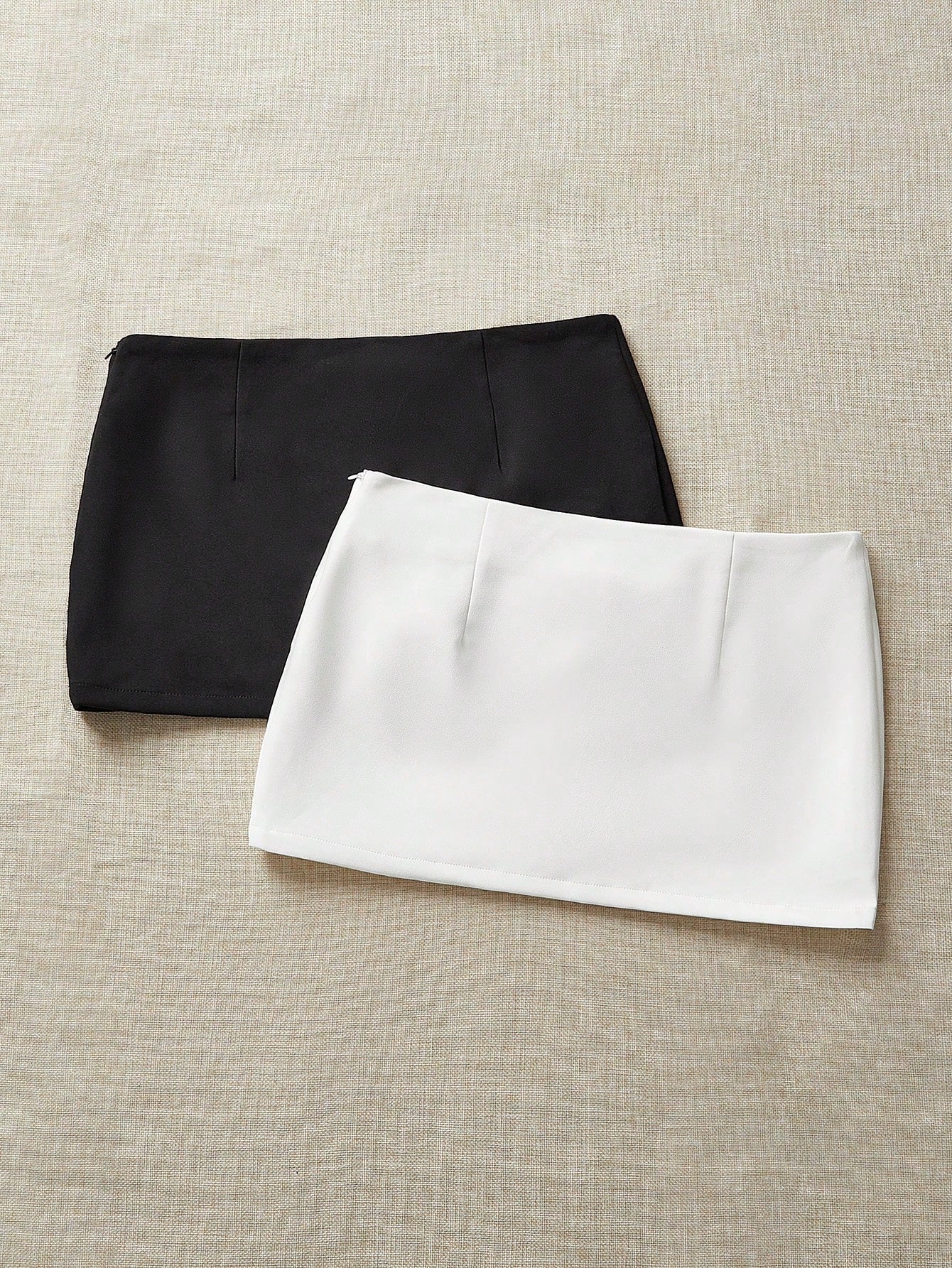 Comfortcana Two-Piece Set Mini Skirt, Minimalist Basic Classy, Fashion, Casual, Solid Color Everyday Party Work Black White Autumn
