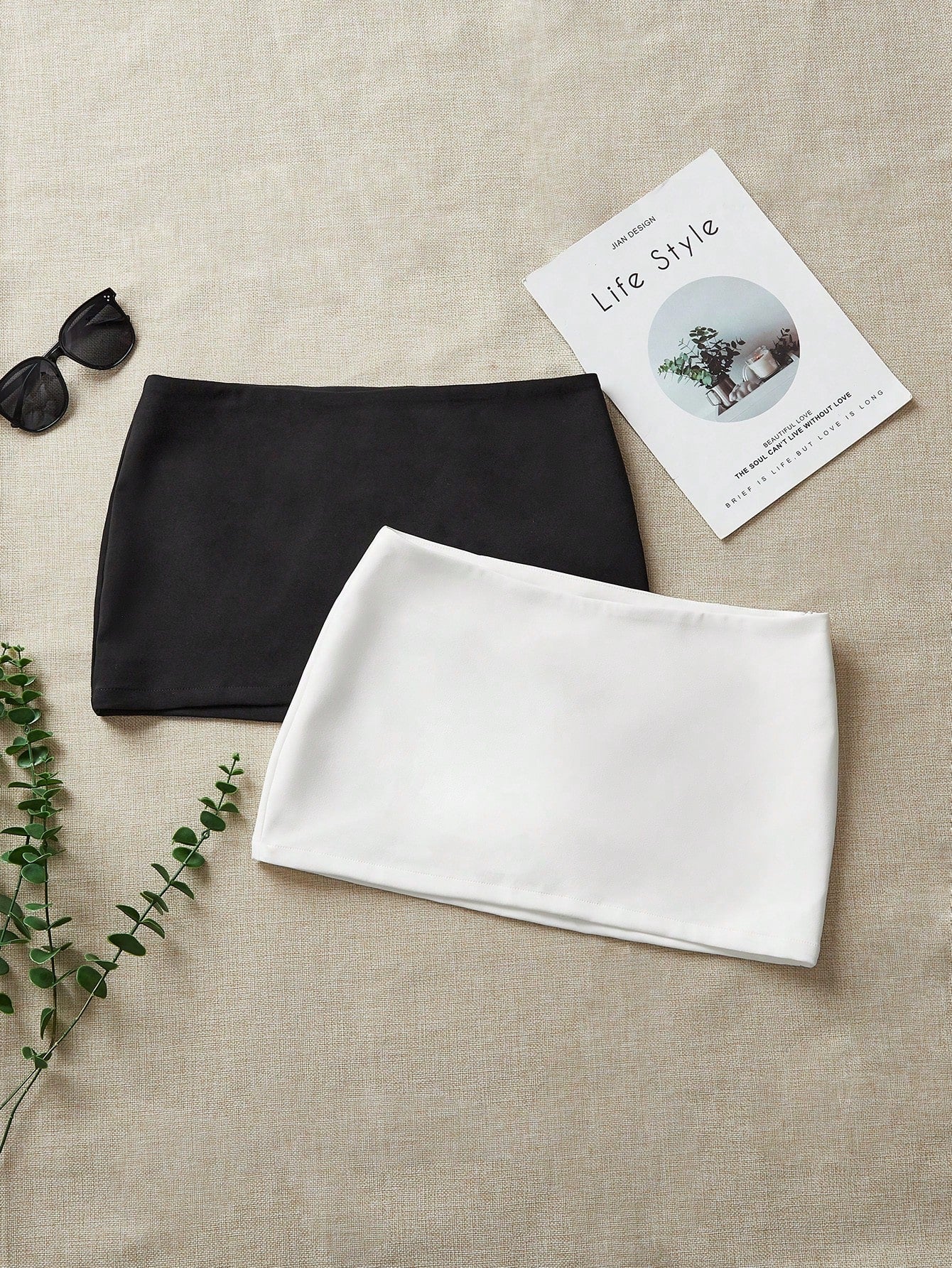 Comfortcana Two-Piece Set Mini Skirt, Minimalist Basic Classy, Fashion, Casual, Solid Color Everyday Party Work Black White Autumn