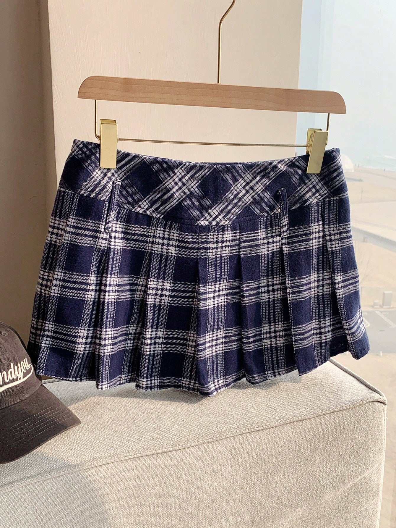 Comfortcana Women's Collegiate Style Printed Pleated Mini Skirt